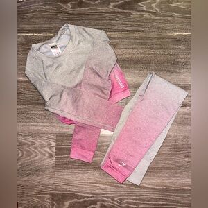 Gymshark pink-grey ombré workout set size small
